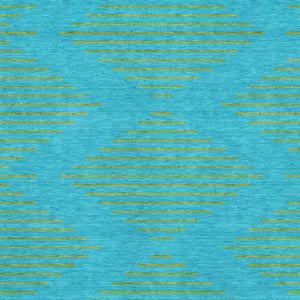 HomeRoots 10' X 14' Contemporary Aqua & Lime Green Geometric Area Rug with UV Protection & Easy Care Features 679792