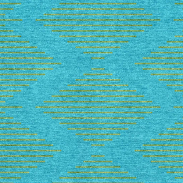 HomeRoots 10' X 14' Contemporary Aqua & Lime Green Geometric Area Rug with UV Protection & Easy Care Features 679792