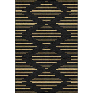 HomeRoots 5' X 8' Black And Gold Geometric Area Rug – Stylish, Washable, UV-Protected for High-Traffic Spaces 679794