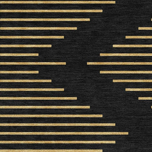 HomeRoots 5' X 8' Black And Gold Geometric Area Rug – Stylish, Washable, UV-Protected for High-Traffic Spaces 679794