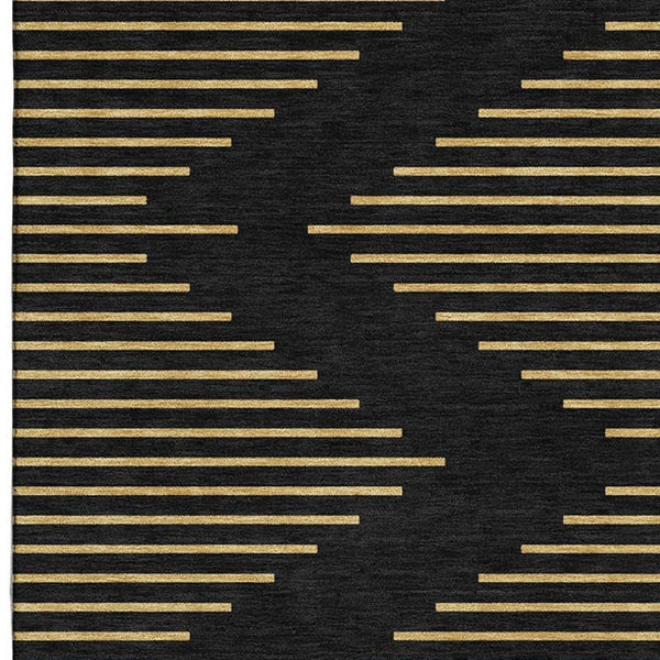HomeRoots 5' X 8' Black And Gold Geometric Area Rug – Stylish, Washable, UV-Protected for High-Traffic Spaces 679794