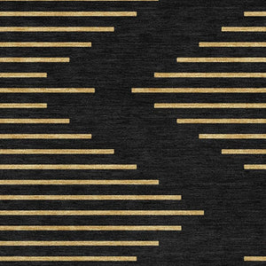 HomeRoots 8' X 10' Black and Gold Geometric Area Rug - Washable, Stain-Resistant, UV-Protected for Modern Spaces 679796