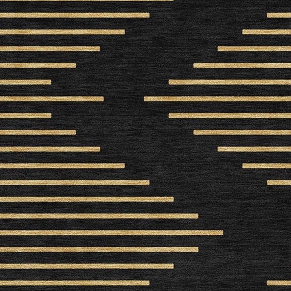 HomeRoots 8' X 10' Black and Gold Geometric Area Rug - Washable, Stain-Resistant, UV-Protected for Modern Spaces 679796