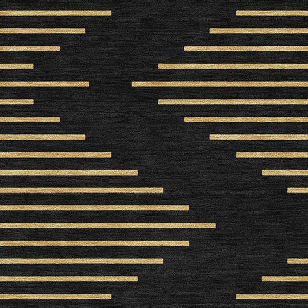 HomeRoots 9' X 12' Black and Gold Geometric Area Rug - Stylish, Washable, UV-Protected for High-Traffic Spaces 679797