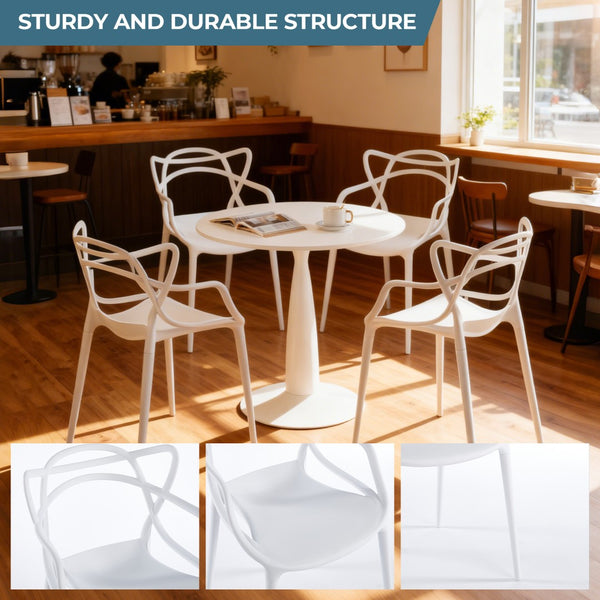 English Elm Pvc Sleek Matte Black Dining Chair Set of 4 for Kitchen Studio or Cafe Use W3766P436154