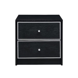 English Elm 2 Storage Drawers Nightstand Industrial Black Accent Table with Silver Pulls, Spacious Top & Hidden Storage B016P256520