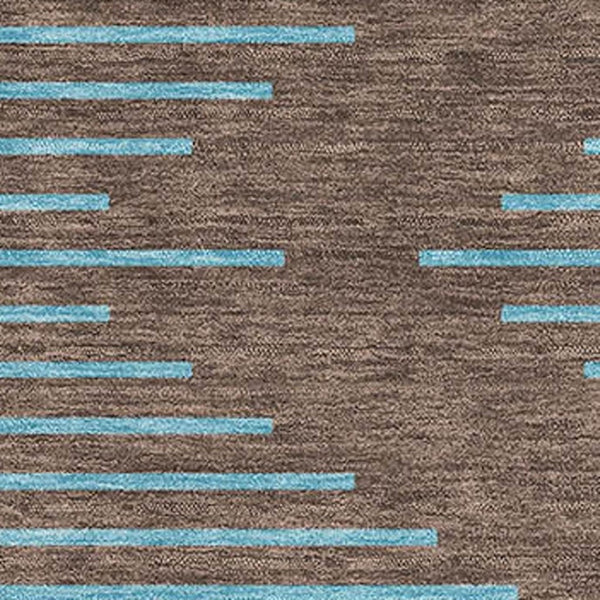HomeRoots 8' X 10' Stylish Geometric Washable Area Rug in Brown & Sky Blue - UV Resistant & Stain-Repellent! 679802