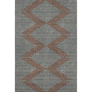 HomeRoots 9' X 12' Geometric Washable Area Rug in Brown & Sky Blue - UV Protected, Stain Resistant & Durable 679803