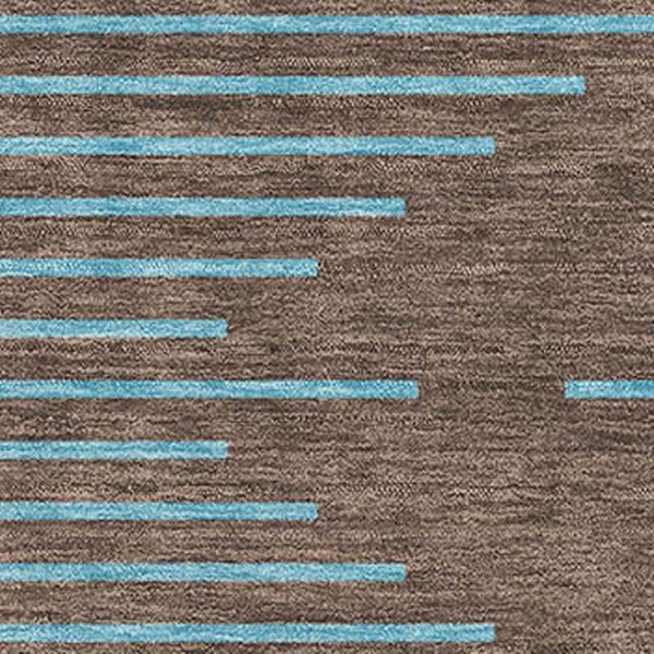 HomeRoots 10' X 14' Stylish Brown & Sky Blue Geometric Area Rug - Washable, UV Protected, Durable Design! 679804