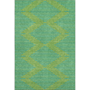 HomeRoots 9' X 12' Green and Teal Geometric Area Rug – Washable, UV-Protected, Durable for High-Traffic Spaces 679809