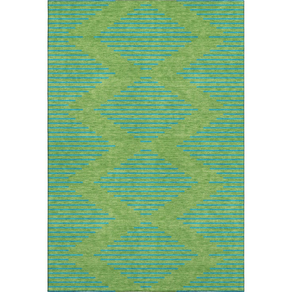 HomeRoots 9' X 12' Green and Teal Geometric Area Rug – Washable, UV-Protected, Durable for High-Traffic Spaces 679809