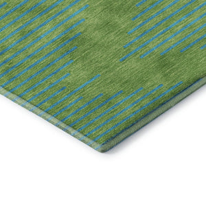 HomeRoots 9' X 12' Green and Teal Geometric Area Rug – Washable, UV-Protected, Durable for High-Traffic Spaces 679809