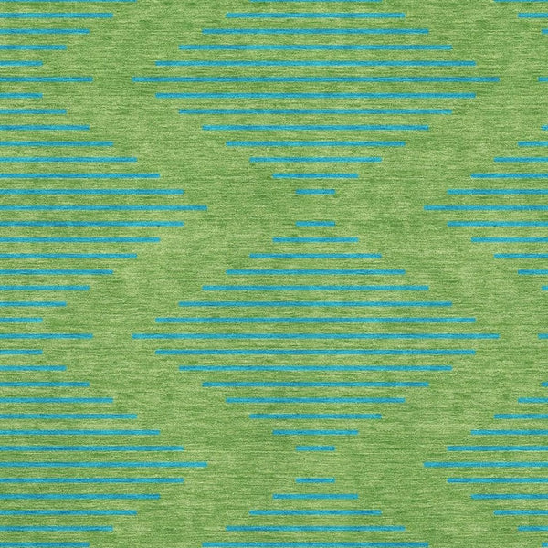 HomeRoots 9' X 12' Green and Teal Geometric Area Rug – Washable, UV-Protected, Durable for High-Traffic Spaces 679809