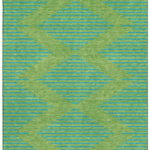HomeRoots 9' X 12' Green and Teal Geometric Area Rug – Washable, UV-Protected, Durable for High-Traffic Spaces 679809