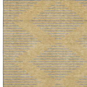 HomeRoots 5' X 8' Washable Gold and Gray Geometric Area Rug with UV Protection for Stylish Home Decor 679812