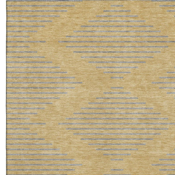 HomeRoots 5' X 8' Washable Gold and Gray Geometric Area Rug with UV Protection for Stylish Home Decor 679812