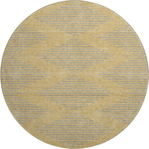 HomeRoots 8' Gold and Gray Geometric Round Rug – Stylish, Washable, UV Protected, Perfect for High-Traffic Areas 679813