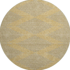 HomeRoots 8' Gold and Gray Geometric Round Rug – Stylish, Washable, UV Protected, Perfect for High-Traffic Areas 679813