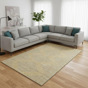 HomeRoots 8' X 10' Stylish Gold and Gray Geometric Washable Area Rug with UV Protection for Busy Homes 679814