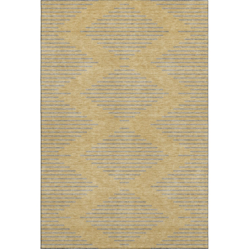 HomeRoots 8' X 10' Stylish Gold and Gray Geometric Washable Area Rug with UV Protection for Busy Homes 679814
