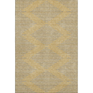 HomeRoots 10' Gold and Gray Geometric Area Rug - Washable, UV Protected, Stain Resistant for Stylish Living Spaces 679816