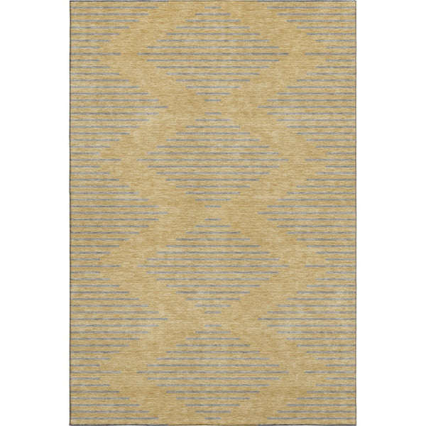 HomeRoots 10' Gold and Gray Geometric Area Rug - Washable, UV Protected, Stain Resistant for Stylish Living Spaces 679816