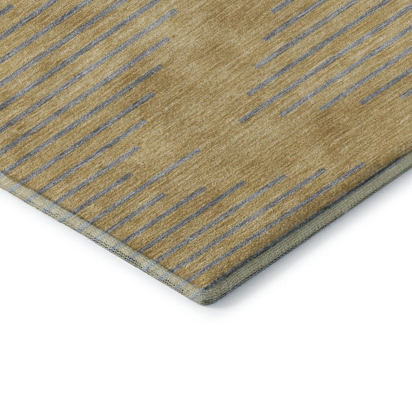HomeRoots 10' Gold and Gray Geometric Area Rug - Washable, UV Protected, Stain Resistant for Stylish Living Spaces 679816