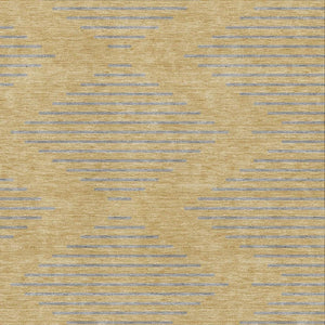 HomeRoots 10' Gold and Gray Geometric Area Rug - Washable, UV Protected, Stain Resistant for Stylish Living Spaces 679816