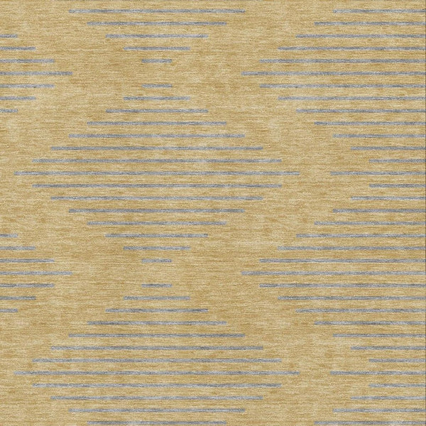 HomeRoots 10' Gold and Gray Geometric Area Rug - Washable, UV Protected, Stain Resistant for Stylish Living Spaces 679816