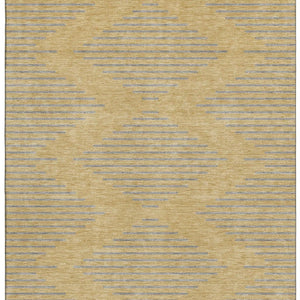 HomeRoots 10' Gold and Gray Geometric Area Rug - Washable, UV Protected, Stain Resistant for Stylish Living Spaces 679816