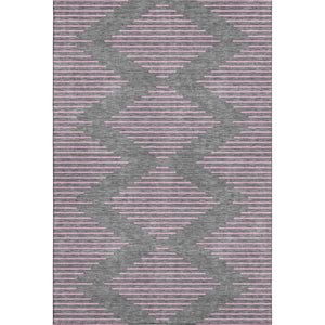 HomeRoots 5' X 8' Gray and Pink Geometric Area Rug – Washable, UV Protected, Soft, and Stain Resistant for Homes 679818
