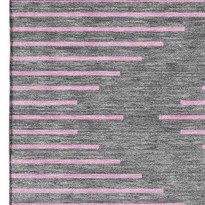 HomeRoots 5' X 8' Gray and Pink Geometric Area Rug – Washable, UV Protected, Soft, and Stain Resistant for Homes 679818