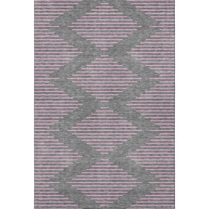 HomeRoots 5' X 8' Gray and Pink Geometric Area Rug – Washable, UV Protected, Soft, and Stain Resistant for Homes 679818
