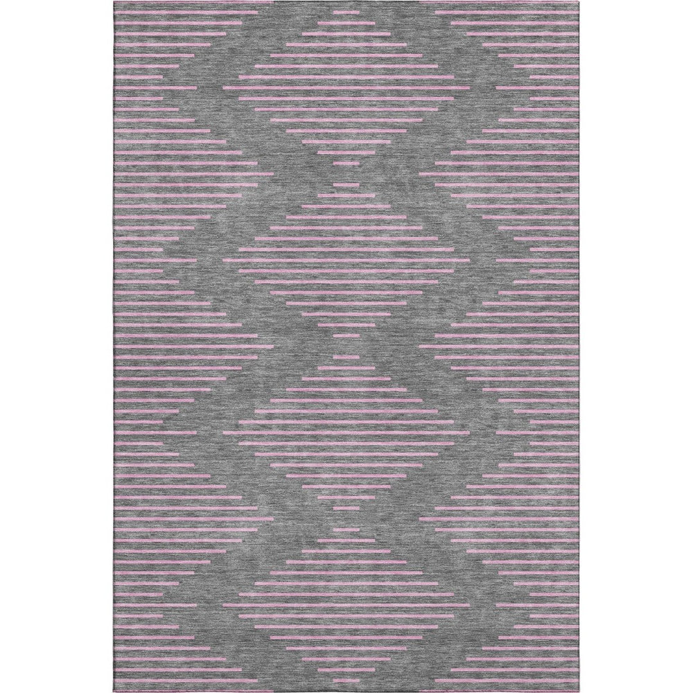 HomeRoots 8' X 10' Gray and Pink Geometric Area Rug - Washable, Stain Resistant, UV Protected for Modern Homes 679820