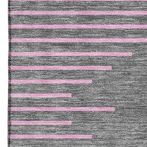 HomeRoots 8' X 10' Gray and Pink Geometric Area Rug - Washable, Stain Resistant, UV Protected for Modern Homes 679820