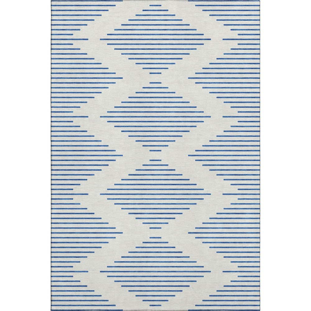 HomeRoots 5' X 8' Ivory and Navy Geometric Area Rug - Washable, Stain Resistant, UV Protected for Busy Homes 679824