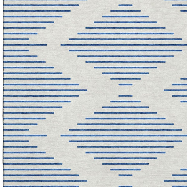 HomeRoots 5' X 8' Ivory and Navy Geometric Area Rug - Washable, Stain Resistant, UV Protected for Busy Homes 679824
