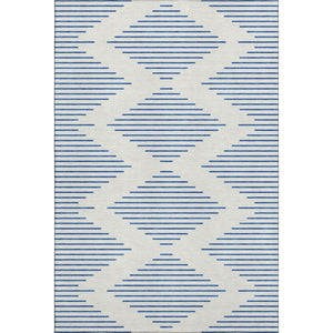 HomeRoots 9' X 12' Ivory & Navy Blue Geometric Area Rug - Washable, UV-Protected, Durable & Stylish Design! 679827