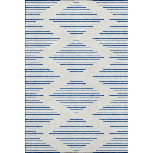 HomeRoots 9' X 12' Ivory & Navy Blue Geometric Area Rug - Washable, UV-Protected, Durable & Stylish Design! 679827