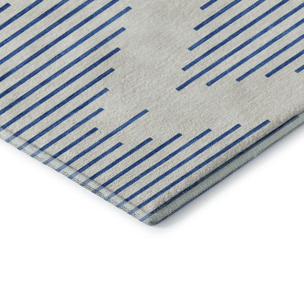 HomeRoots 9' X 12' Ivory & Navy Blue Geometric Area Rug - Washable, UV-Protected, Durable & Stylish Design! 679827