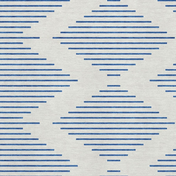 HomeRoots 9' X 12' Ivory & Navy Blue Geometric Area Rug - Washable, UV-Protected, Durable & Stylish Design! 679827