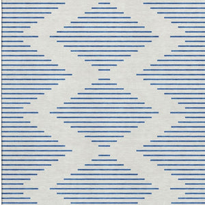 HomeRoots 9' X 12' Ivory & Navy Blue Geometric Area Rug - Washable, UV-Protected, Durable & Stylish Design! 679827