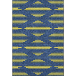 HomeRoots 8' X 10' Stylish Navy Blue and Yellow Geometric Washable Area Rug with UV Fade Protection & Durability 679832