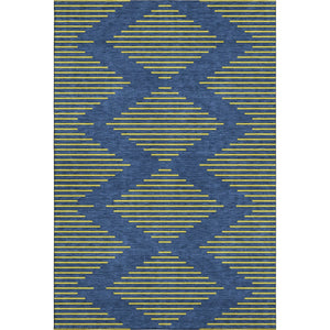 HomeRoots 10' X 14' Navy Blue & Yellow Geometric Area Rug - Washable, UV-Protected, Perfect for Families! 679834