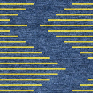 HomeRoots 10' X 14' Navy Blue & Yellow Geometric Area Rug - Washable, UV-Protected, Perfect for Families! 679834