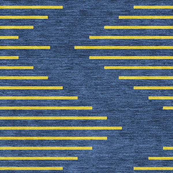 HomeRoots 10' X 14' Navy Blue & Yellow Geometric Area Rug - Washable, UV-Protected, Perfect for Families! 679834