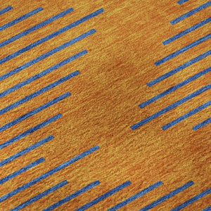 HomeRoots 8' Orange and Navy Blue Geometric Round Rug - Washable, UV Protected, Durable for Busy Homes 679837