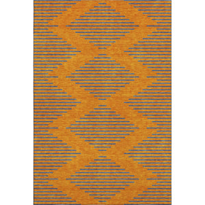 HomeRoots 9' X 12' Washable Geometric Area Rug in Vibrant Orange & Navy Blue with UV Protection for Homes 679839