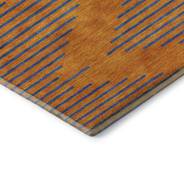 HomeRoots 9' X 12' Washable Geometric Area Rug in Vibrant Orange & Navy Blue with UV Protection for Homes 679839