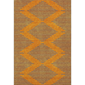 HomeRoots 9' X 12' Washable Geometric Area Rug in Vibrant Orange & Navy Blue with UV Protection for Homes 679839
